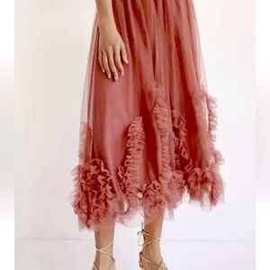 Anthropologie Dusty Pink Tulle Skirt sz L